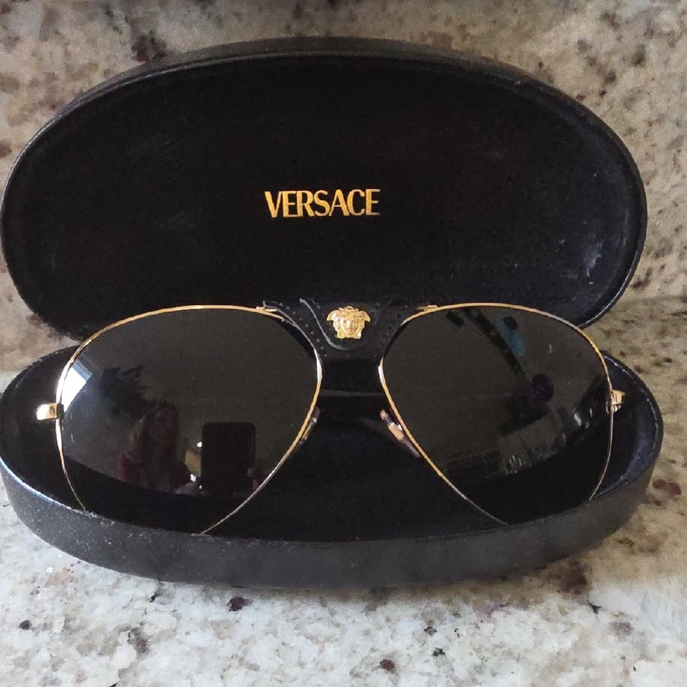 Versace Black and Gold Sunglasses